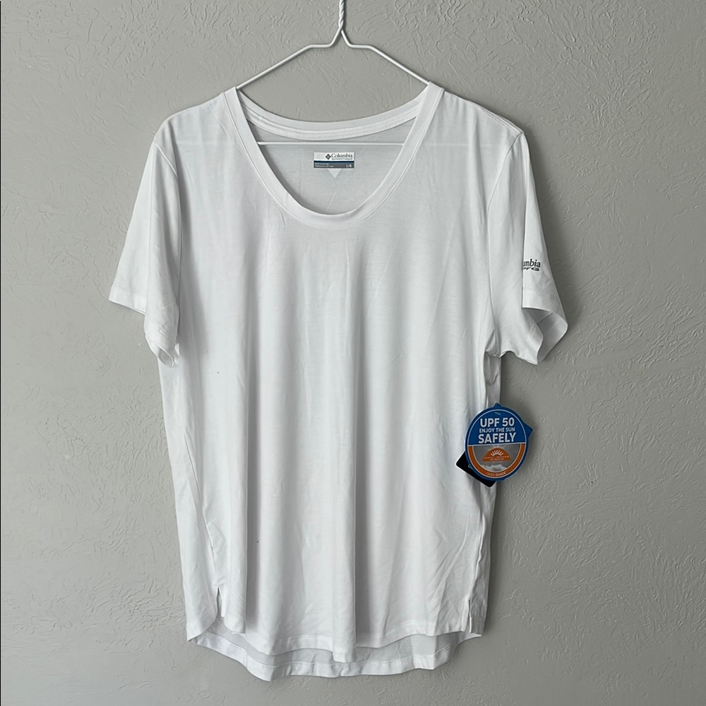Columbia White UPF 50 Short Sleeve Tee